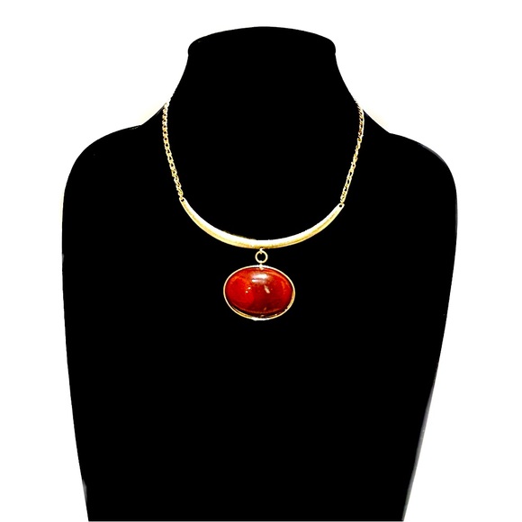 WHBM Gold & Red Stone Collar Necklace | NWT - Picture 2 of 5